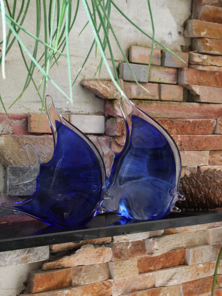 Murano Glass Style Sculptuur - Blauwe Vis (Groot)