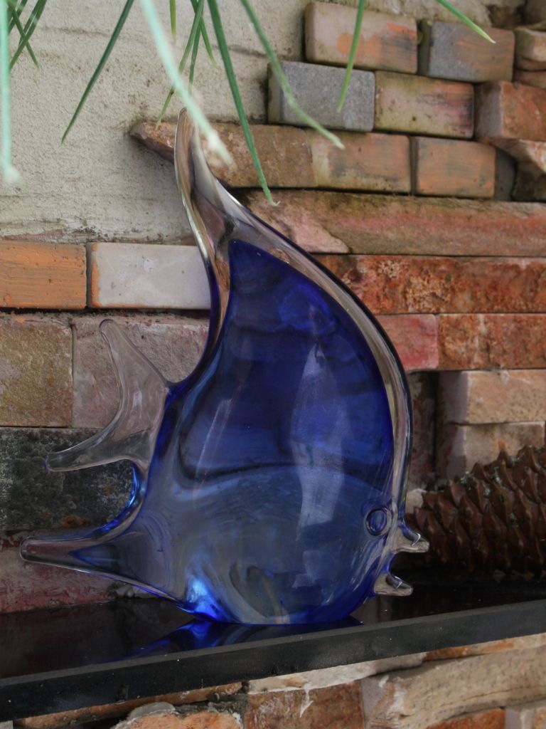Murano Glass Style Sculptuur - Blauwe Vis (Groot)