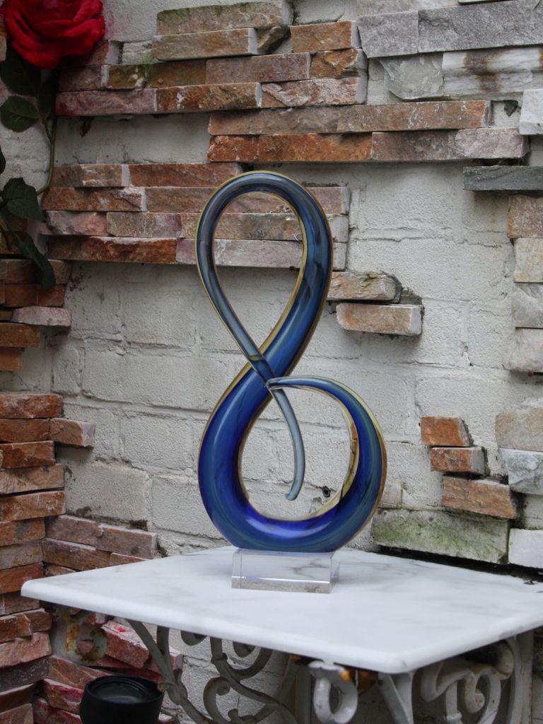 Murano Glass Style Sculptuur - Blauw Abstract