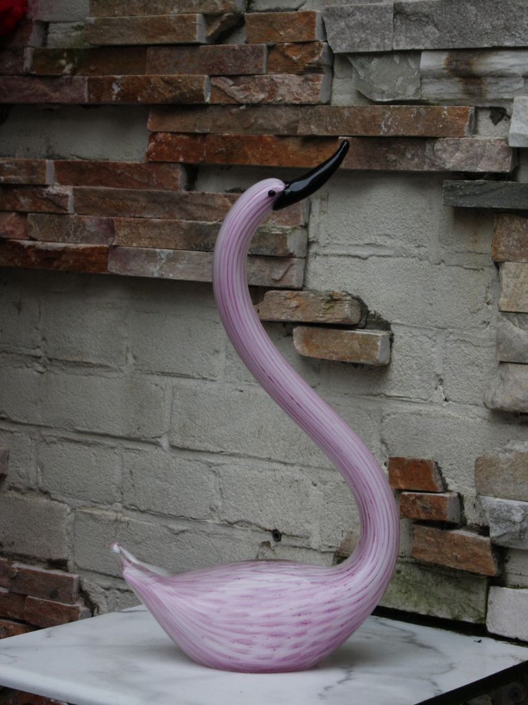 Murano Glass Style Sculptuur - Roze Zwaan (Klein)