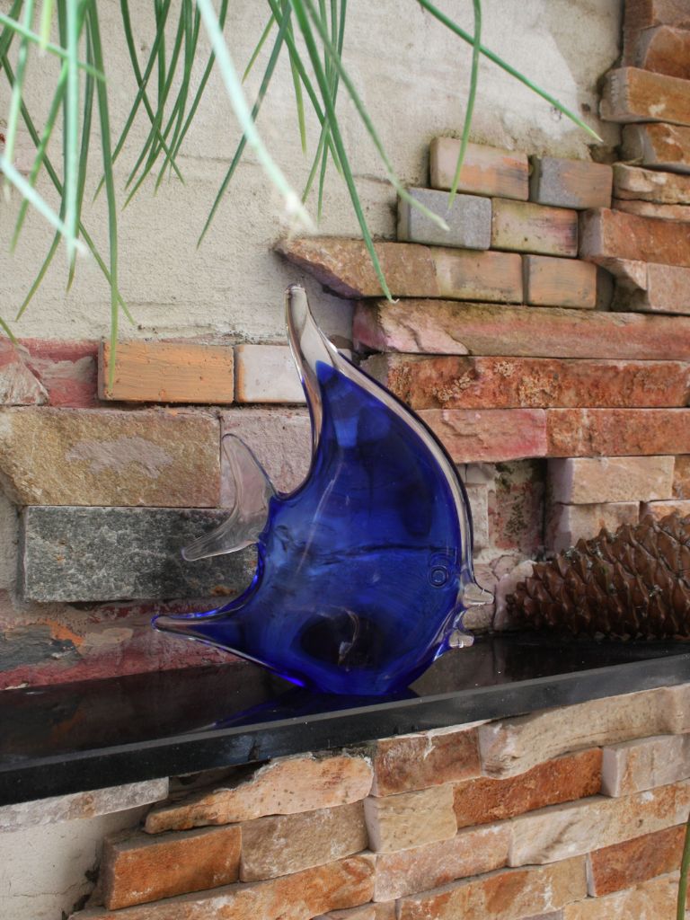 Murano Glass Style Sculptuur - Blauwe Vis (Klein)