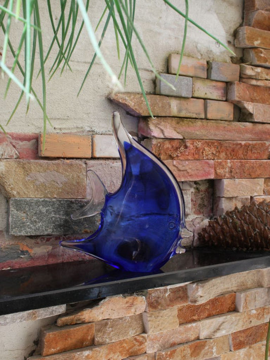 Murano Glass Style Sculptuur - Blauwe Vis (Klein)