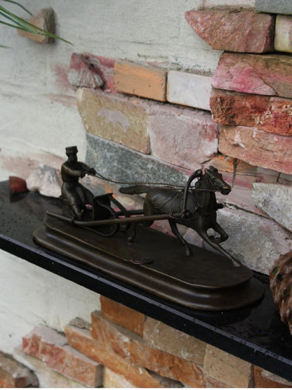 Bronzen Beeld - Kar met Paard