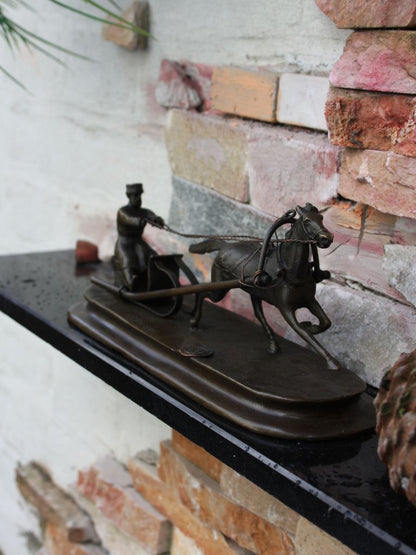 Bronzen Beeld - Kar met Paard