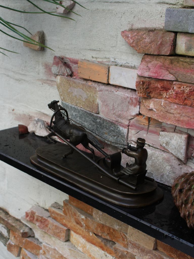 Bronzen Beeld - Kar met Paard