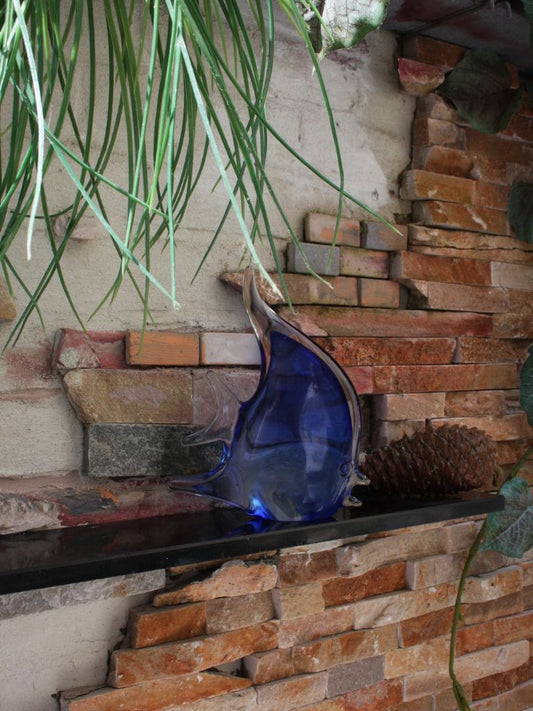 Murano Glass Style Sculptuur - Blauwe Vis (Groot)