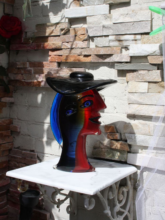 Murano Glass Style Sculptuur - Kleurrijke Vrouw met Hoed