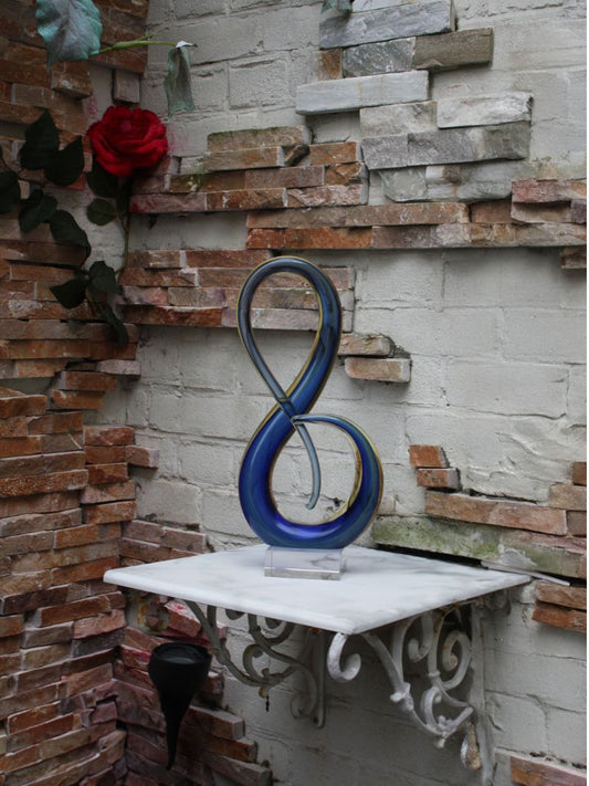 Murano Glass Style Sculptuur - Blauw Abstract