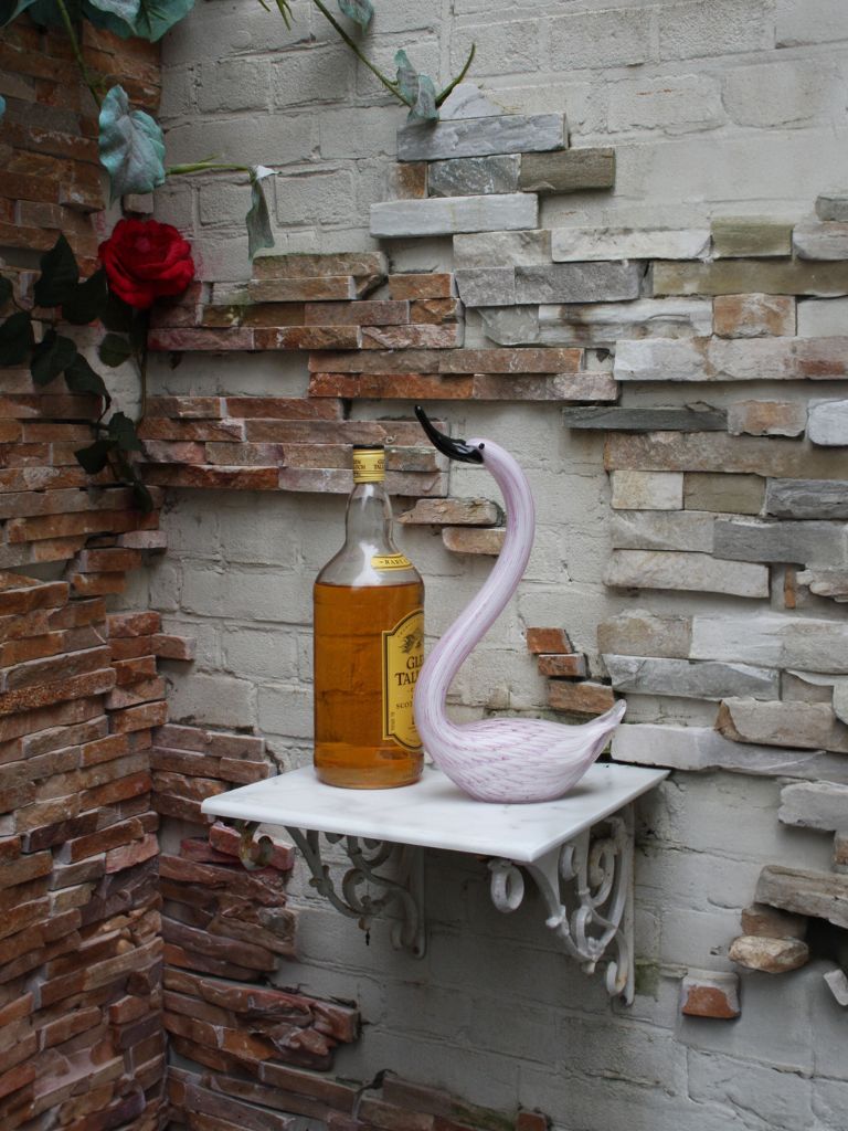 Murano Glass Style Sculptuur - Roze Zwaan (Groot)