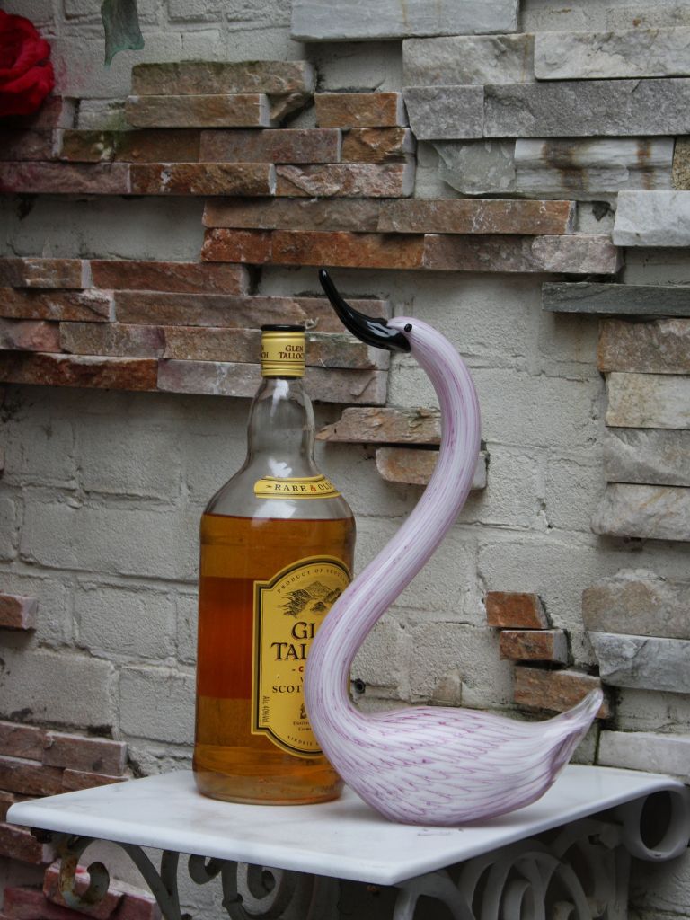 Murano Glass Style Sculptuur - Roze Zwaan (Groot)