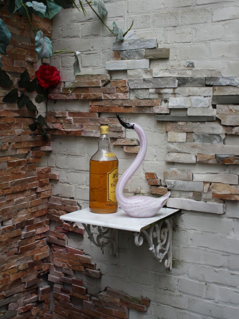 Murano Glass Style Sculptuur - Roze Zwaan (Groot)