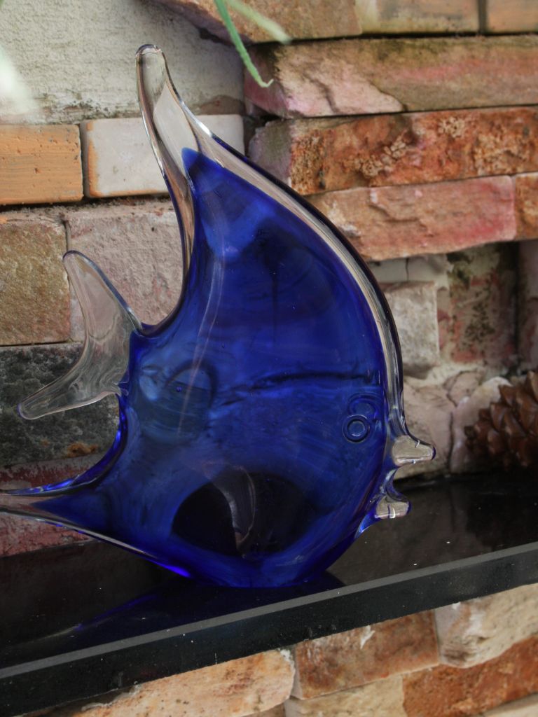 Murano Glass Style Sculptuur - Blauwe Vis (Klein)