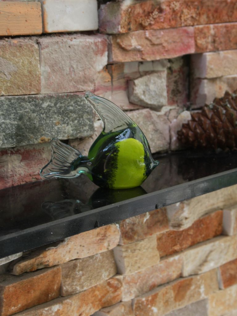 Murano Glass Style Sculptuur - Geel/Zwarte Vis