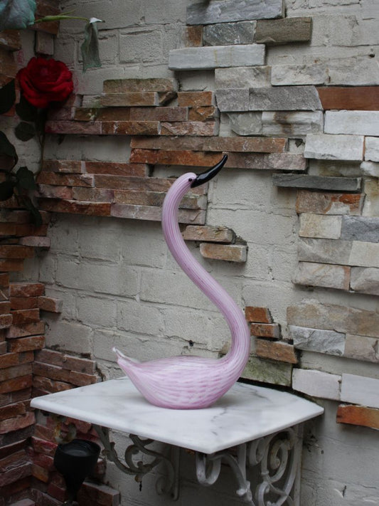 Murano Glass Style Sculptuur - Roze Zwaan (Klein)