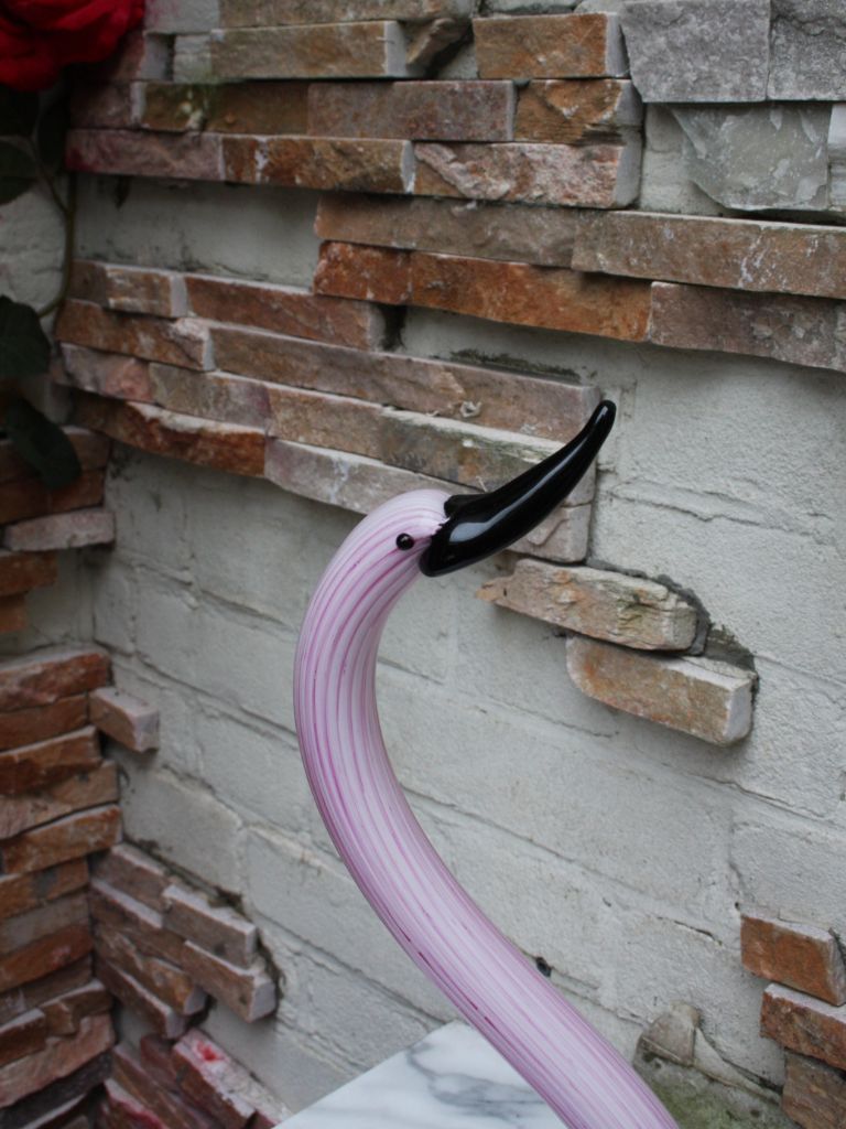 Murano Glass Style Sculptuur - Roze Zwaan (Klein)